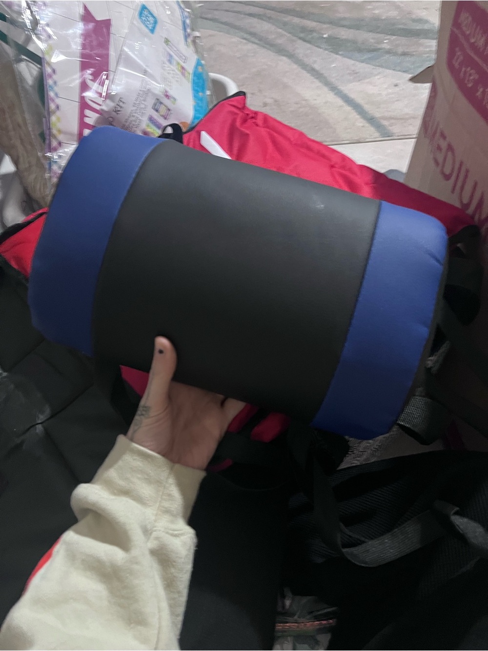 Blue and Black Gaming Chair Neck Roll Pillow